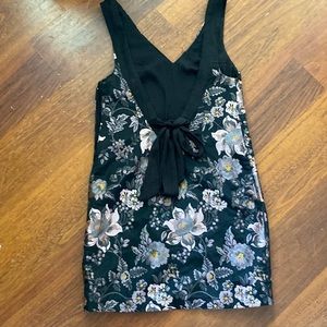 Urban Outfitters black purple floral backless mini dress.